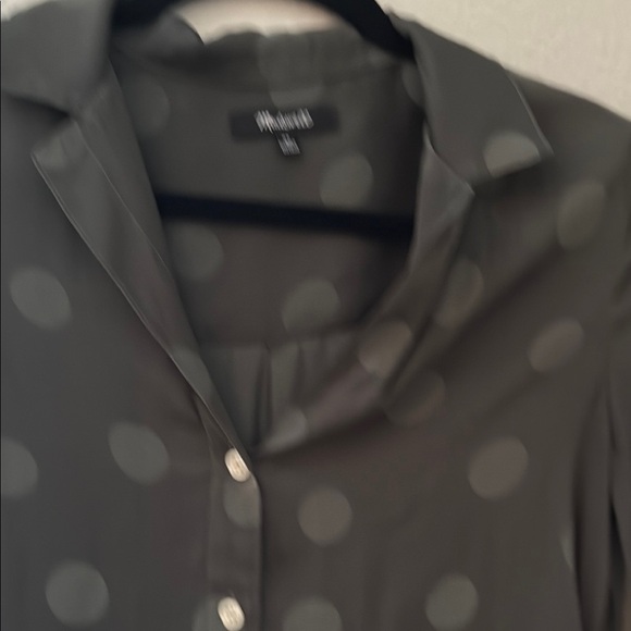 Madewell Olive Green Satin Long Sleeve - Picture 4 of 5